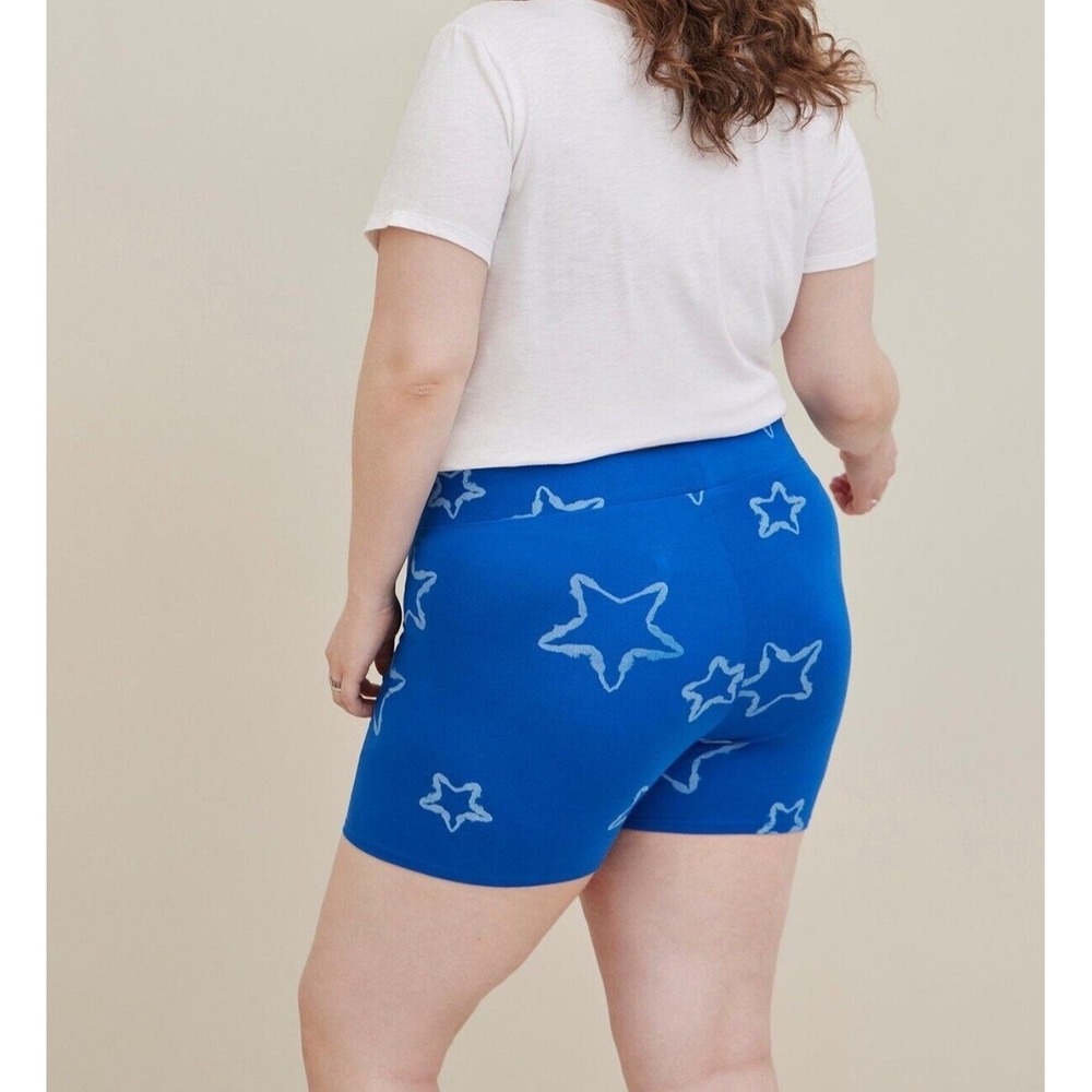 Torrid Bike Shorts Women 3 Blue Star Print Cotton Spandex Sleep Lounge Celestial